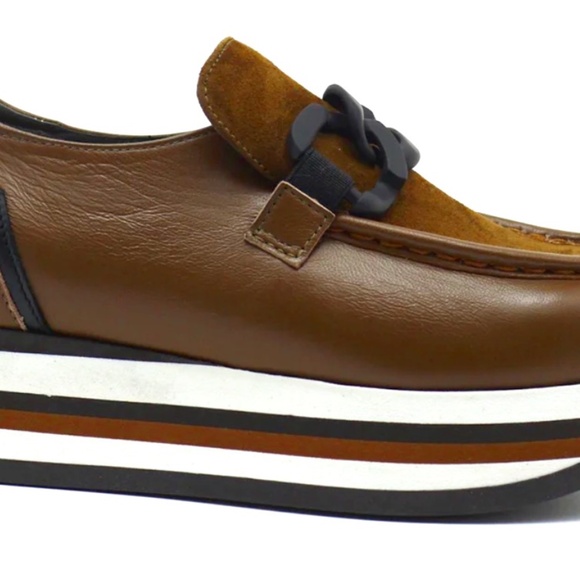 Brown Leather Wedge Loafers - Picture 2 of 7